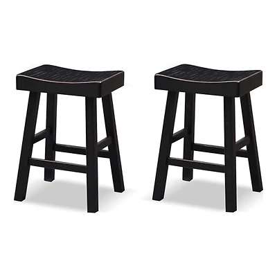 Black Backless Cooper Counter Stools, Set of 2