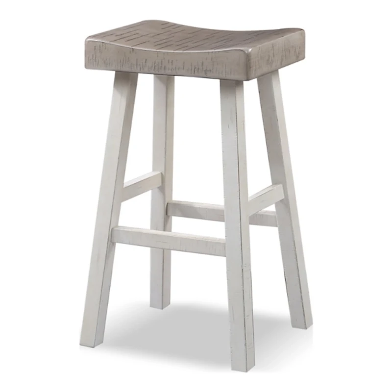 Gray & White Backless Cooper Bar Stools, Set of 2