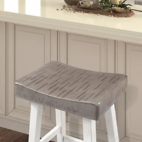Gray & White Backless Cooper Bar Stools, Set of 2