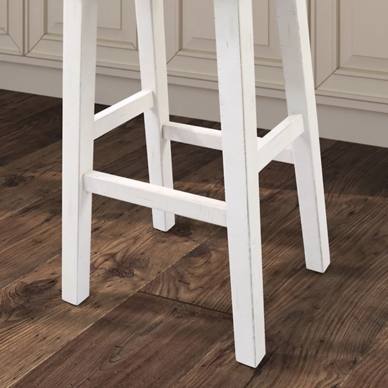 Gray & White Backless Cooper Bar Stools, Set of 2