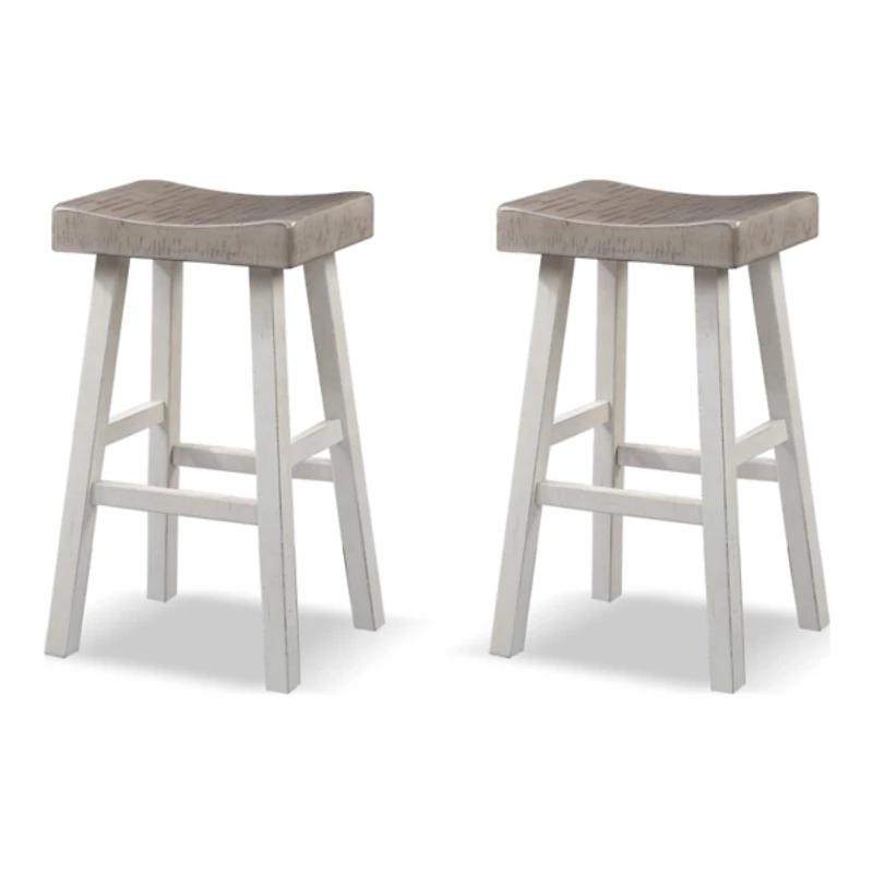 Gray & White Backless Cooper Bar Stools, Set of 2