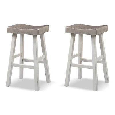 Gray & White Backless Cooper Bar Stools, Set of 2