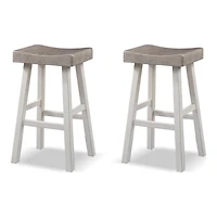 Gray & White Backless Cooper Bar Stools, Set of 2