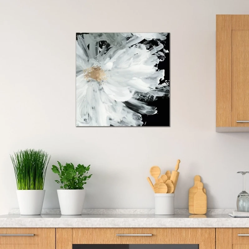 Black Wispy Peony Canvas Art Print