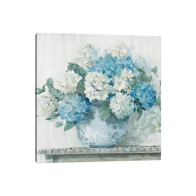 Blue Hydrangea Cottage Canvas Print