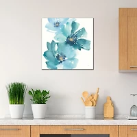 Teal Floral Cosmos Canvas Art Print