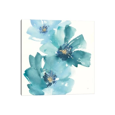 Teal Floral Cosmos Canvas Art Print