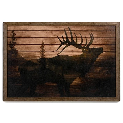 Vintage Elk Pallet Wood Framed Art Print