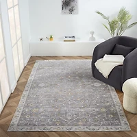 Gray Ivory Area Rug, 5x8