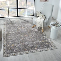 Gray Ivory Area Rug, 5x8