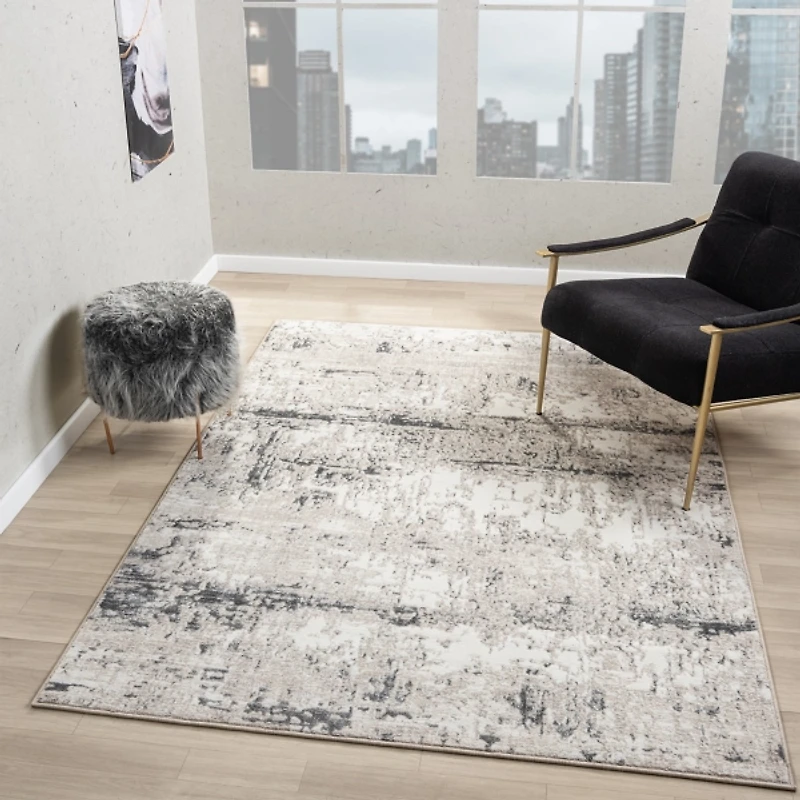 Beige Gray Indoor Area Rug, 7x9