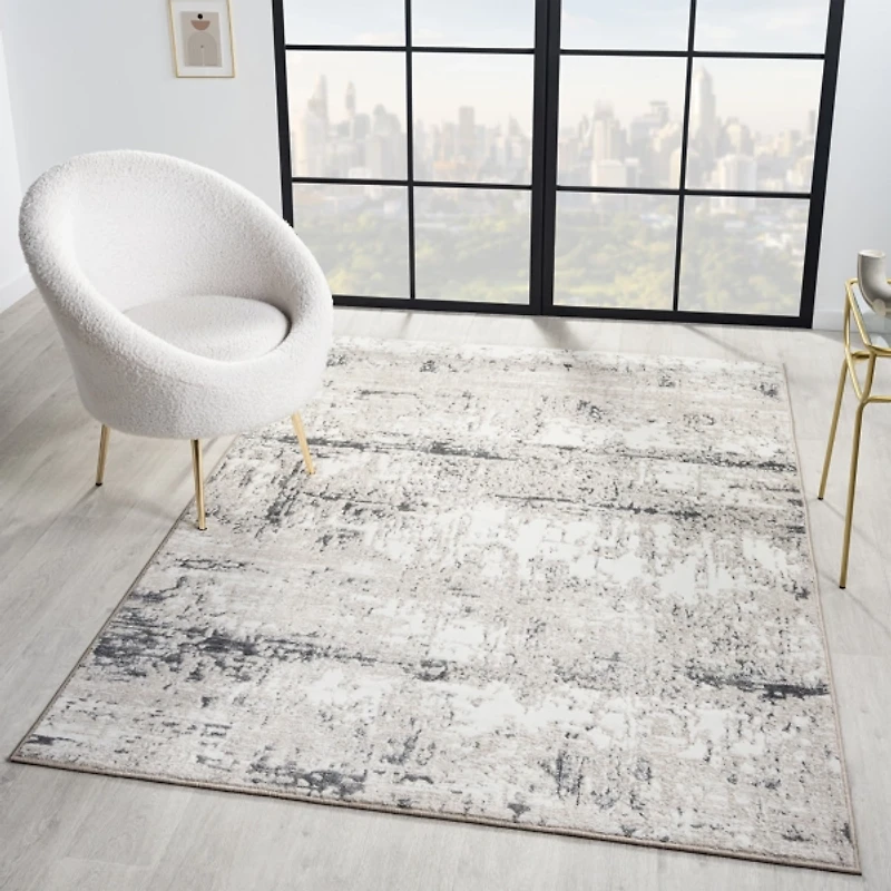 Beige Gray Indoor Area Rug, 7x9