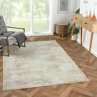 Brisbane Beige Faded Damask Area Rug