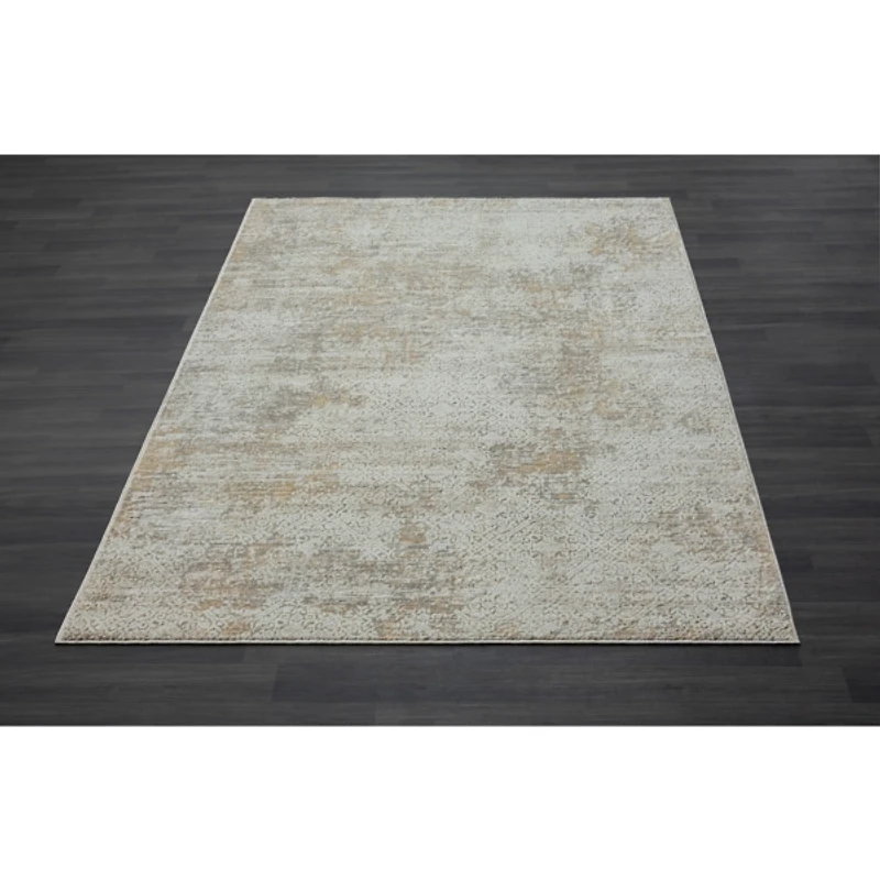 Brisbane Beige Faded Damask Area Rug