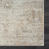 Brisbane Beige Faded Damask Area Rug