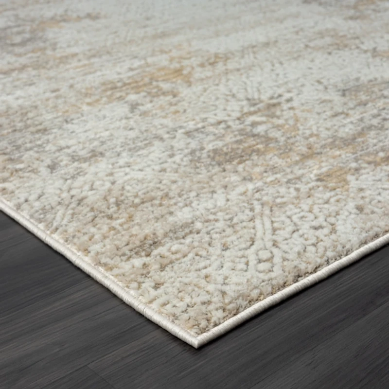 Brisbane Beige Faded Damask Area Rug