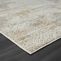 Brisbane Beige Faded Damask Area Rug