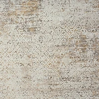 Brisbane Beige Faded Damask Area Rug