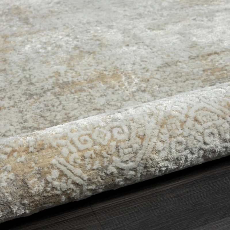 Brisbane Beige Faded Damask Area Rug