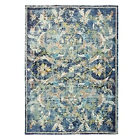 Navy Faded Floral Area Rug, 4x6