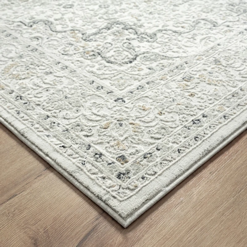 Isabella Gray and Ivory Area Rug, 4x6