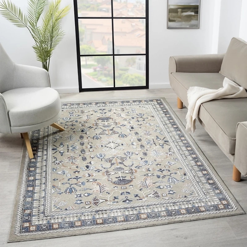 Vista Blue Beige Area Rug, 7x9