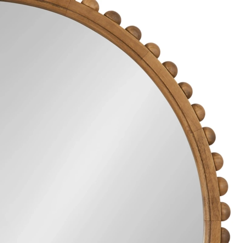 Rustic Beaded Round Wall Mirror