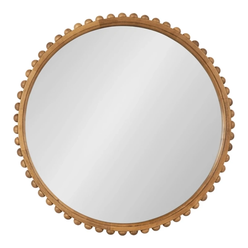 Rustic Beaded Round Wall Mirror