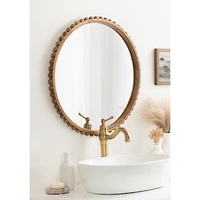 Rustic Beaded Round Wall Mirror