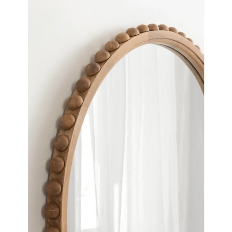 Rustic Beaded Round Wall Mirror