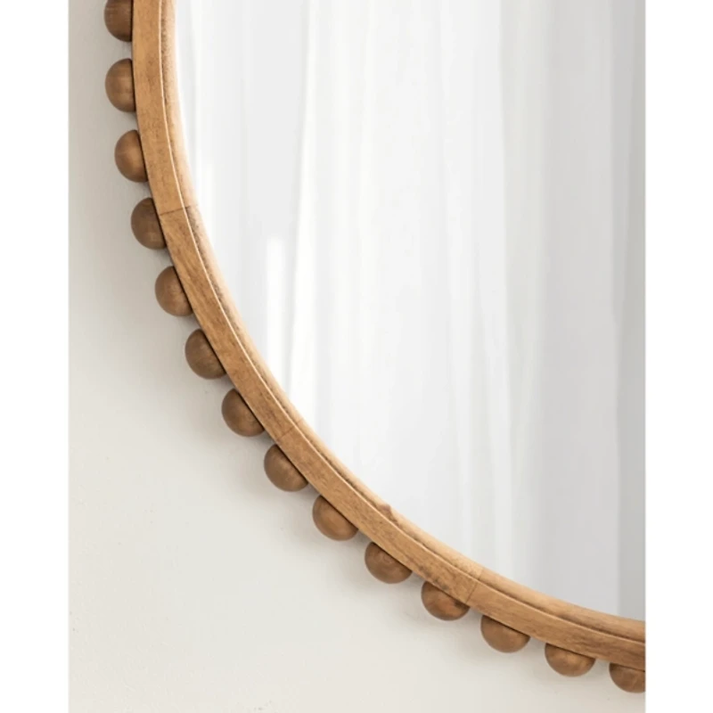Rustic Beaded Round Wall Mirror