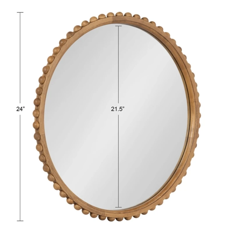 Rustic Beaded Round Wall Mirror