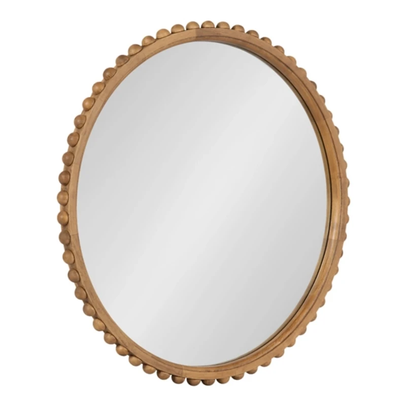 Rustic Beaded Round Wall Mirror