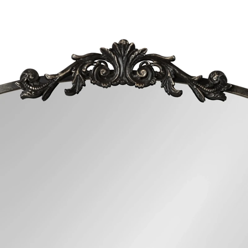 Black Arched Wall Mirror with Shelf
