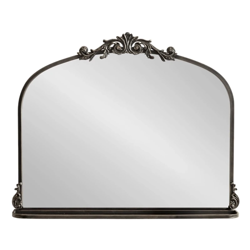 Black Arched Wall Mirror with Shelf