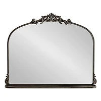Black Arched Wall Mirror with Shelf