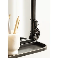 Black Arched Wall Mirror with Shelf