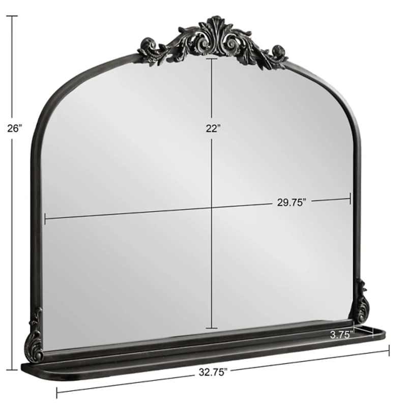Black Arched Wall Mirror with Shelf
