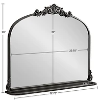 Black Arched Wall Mirror with Shelf