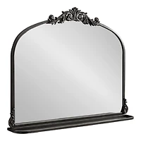 Black Arched Wall Mirror with Shelf