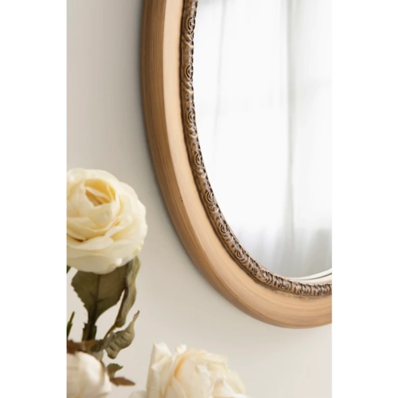 Gold Ornate Round Willow Wall Mirror