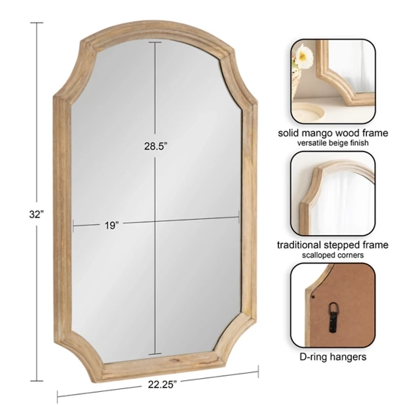 Wood Scalloped Rectangle Wall Mirror