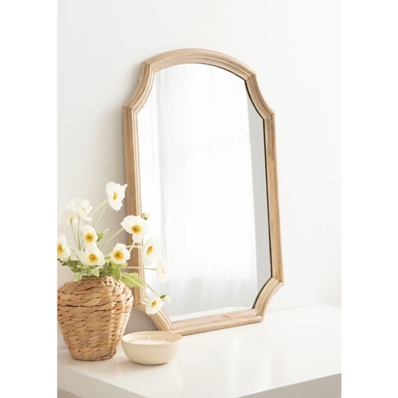 Wood Scalloped Rectangle Wall Mirror