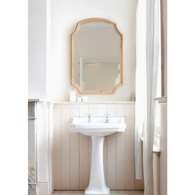 Wood Scalloped Rectangle Wall Mirror