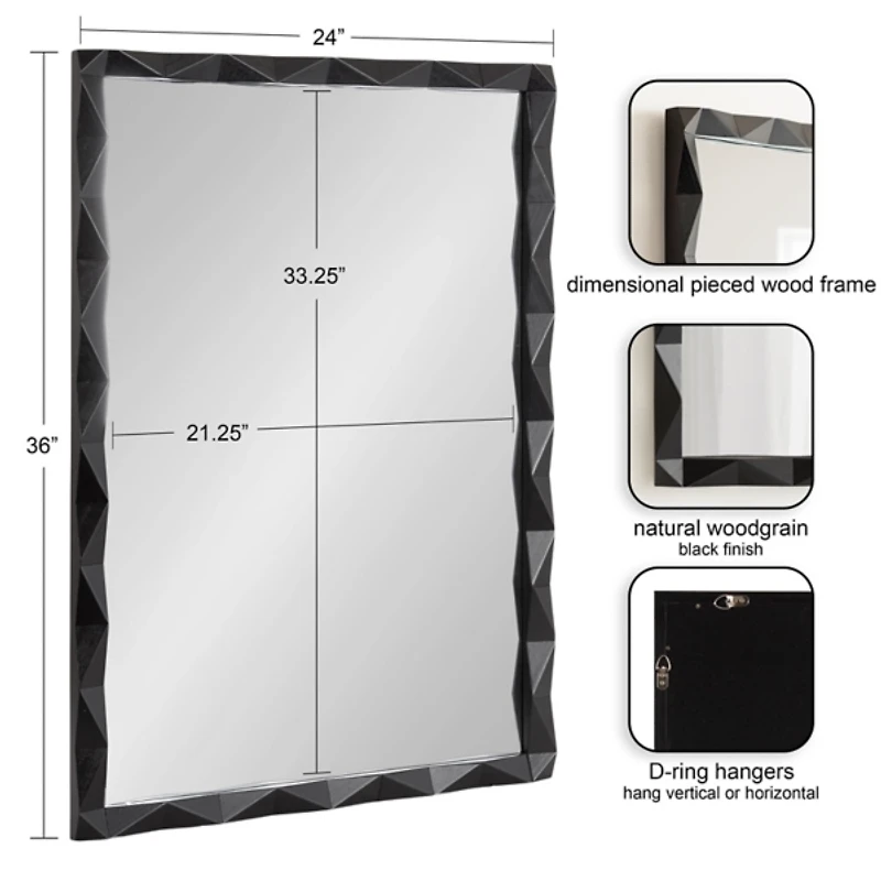 Black Geometric Rectangle Wall Mirror