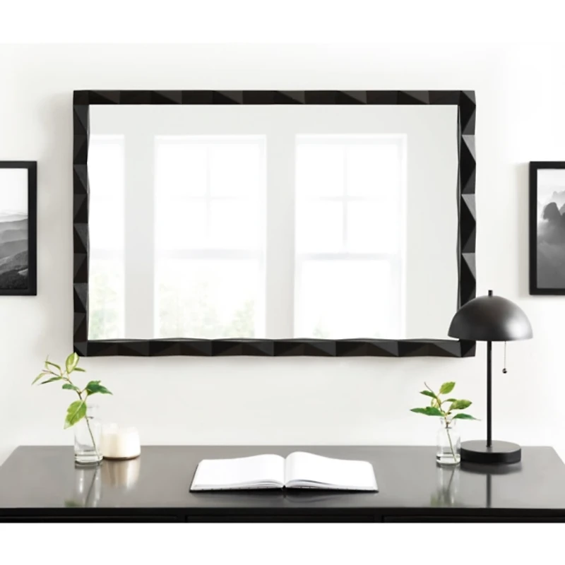 Black Geometric Rectangle Wall Mirror