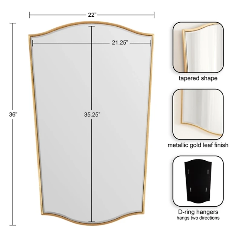 Gold Tapered Beveled Wall Mirror