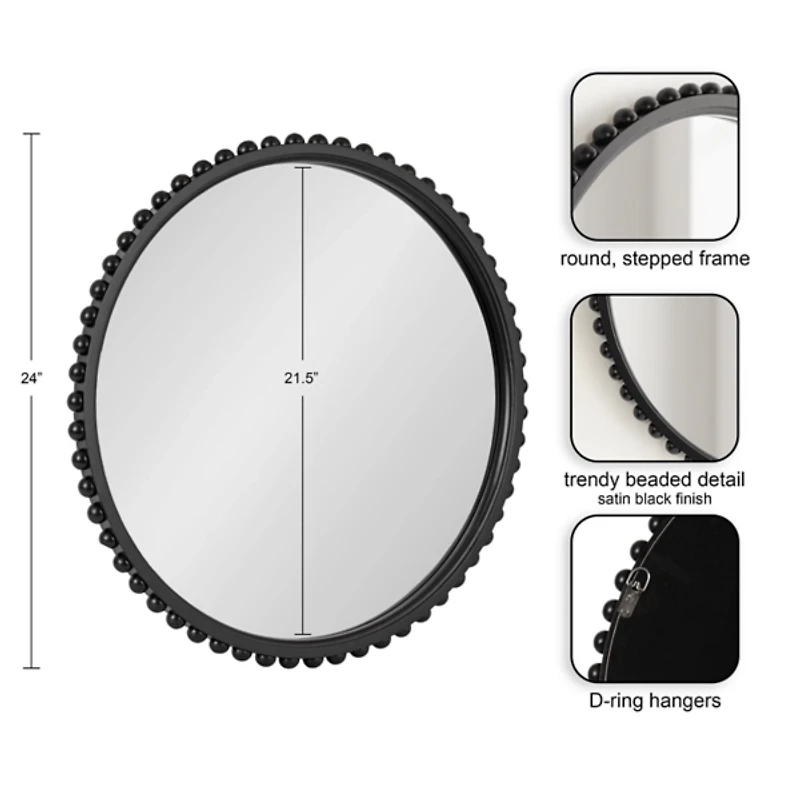 Rustic Black Beaded Wall Mirror