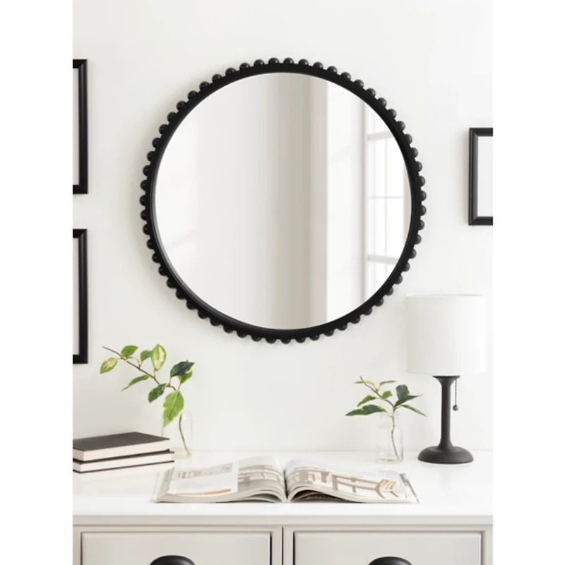 Rustic Black Beaded Wall Mirror