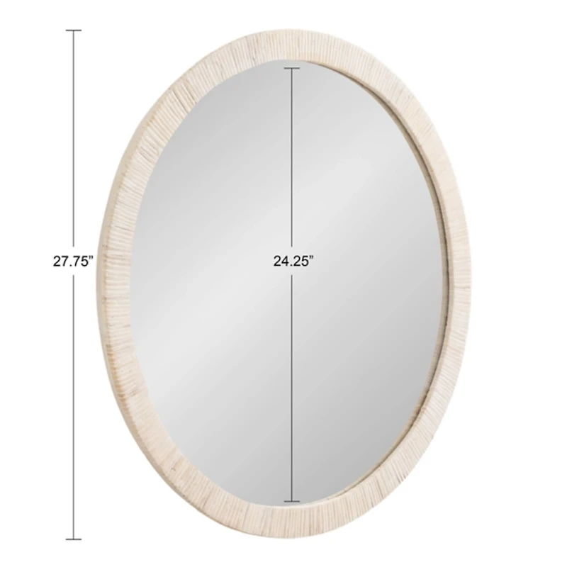 White Rattan Round Wall Mirror